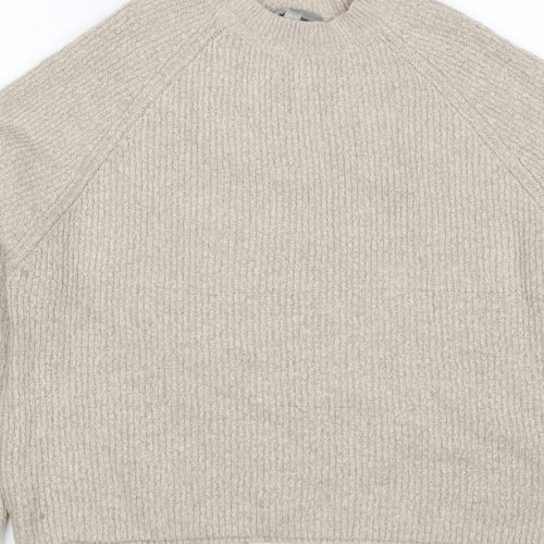 ASOS Women Beige UK 6 Ribbed Mock Neck Raglan Knit Pullover Jumper