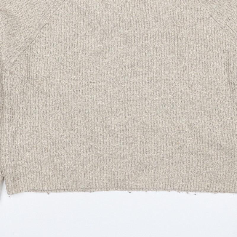 ASOS Women Beige UK 6 Ribbed Mock Neck Raglan Knit Pullover Jumper