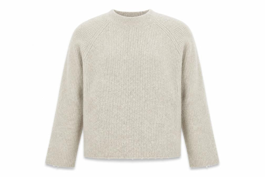 ASOS Women Beige UK 6 Ribbed Mock Neck Raglan Knit Pullover Jumper