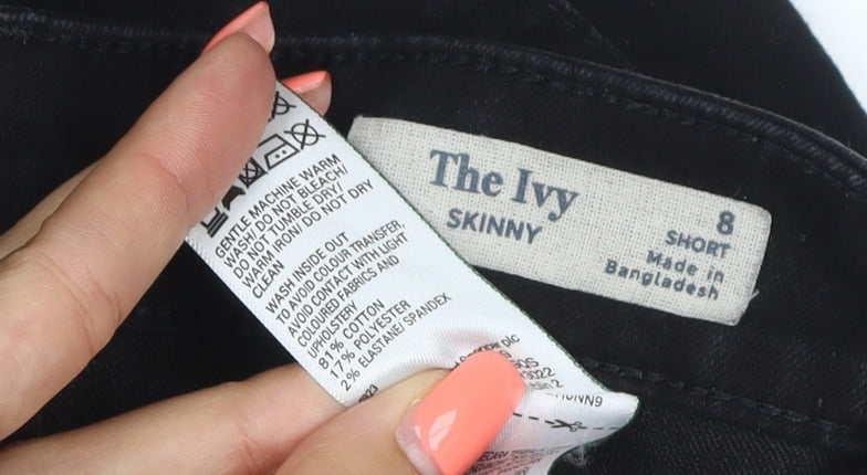 The Ivy Women’s Black Size 8 Short Skinny Stretch Jeans 5 Pocket