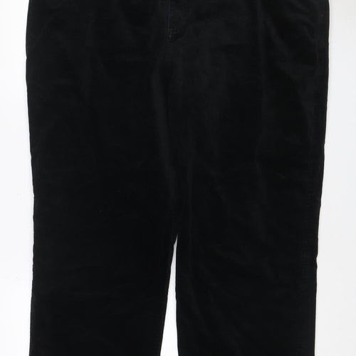 Marks and Spencer Women Black UK 20 Velvet Bootcut Stretch Trousers