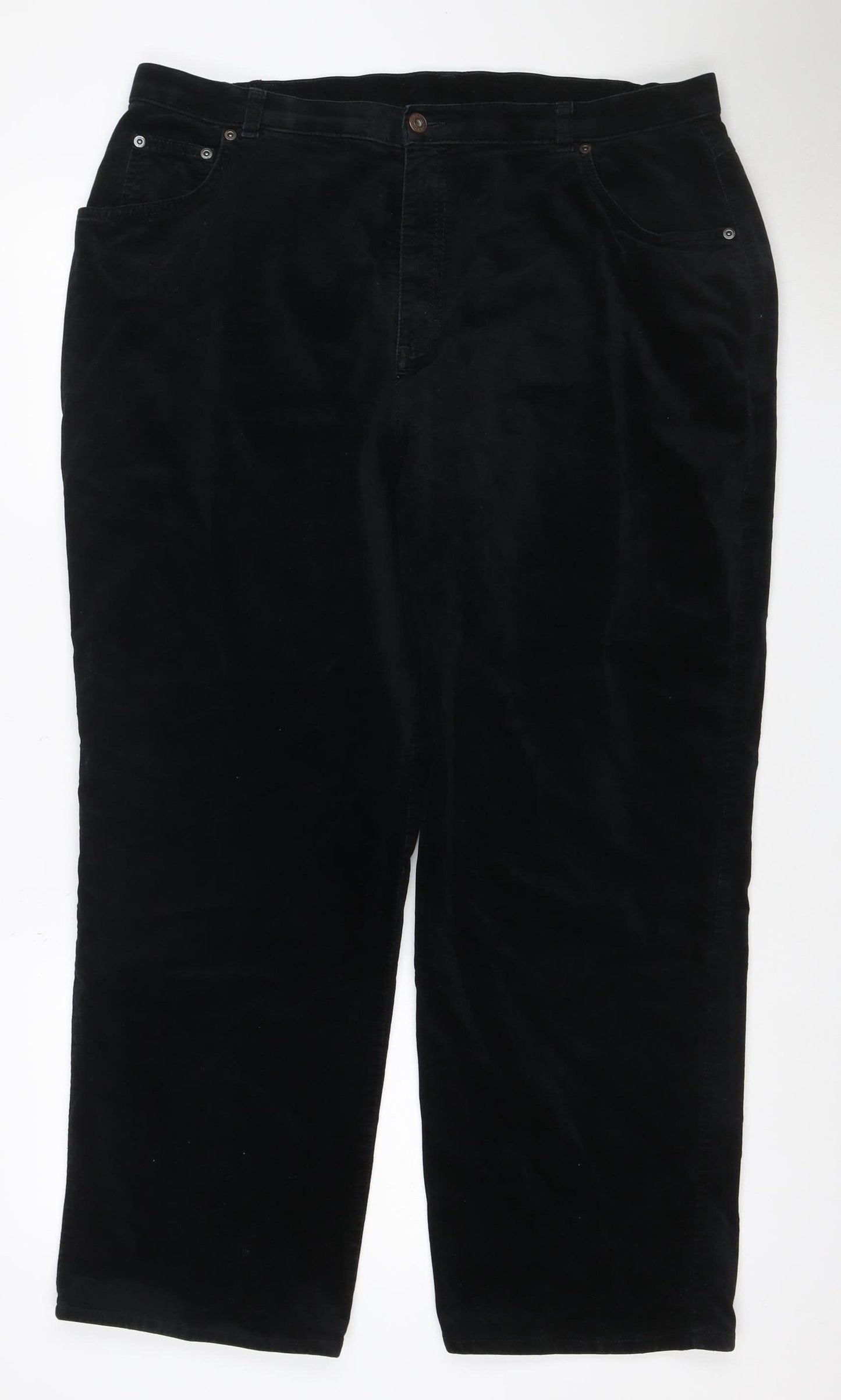 Marks and Spencer Women Black UK 20 Velvet Bootcut Stretch Trousers