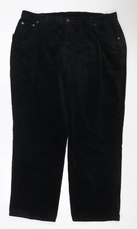 Marks and Spencer Women Black UK 20 Velvet Bootcut Stretch Trousers