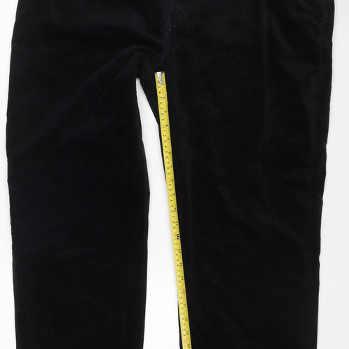 Marks and Spencer Women Black UK 20 Velvet Bootcut Stretch Trousers
