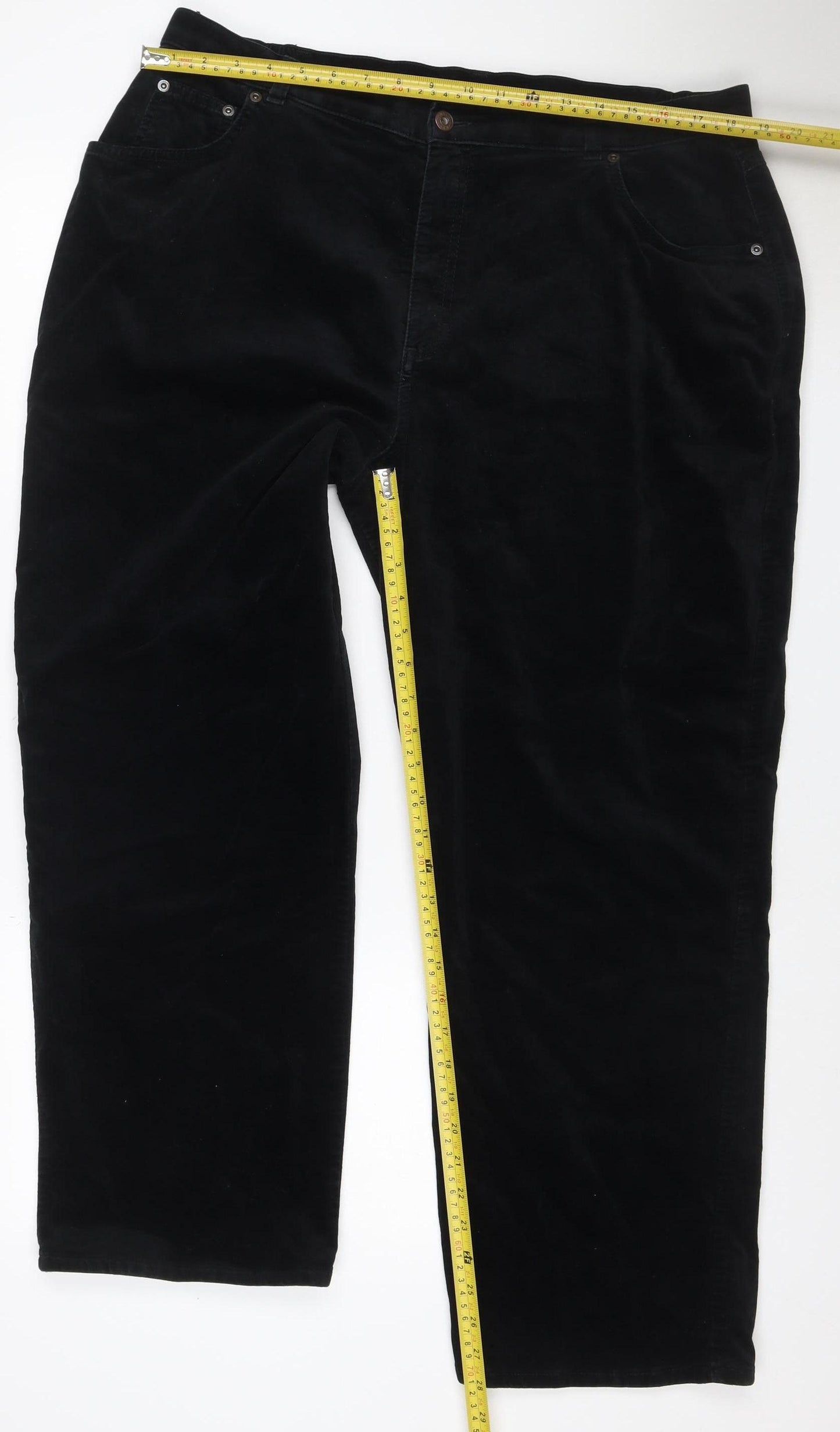 Marks and Spencer Women Black UK 20 Velvet Bootcut Stretch Trousers