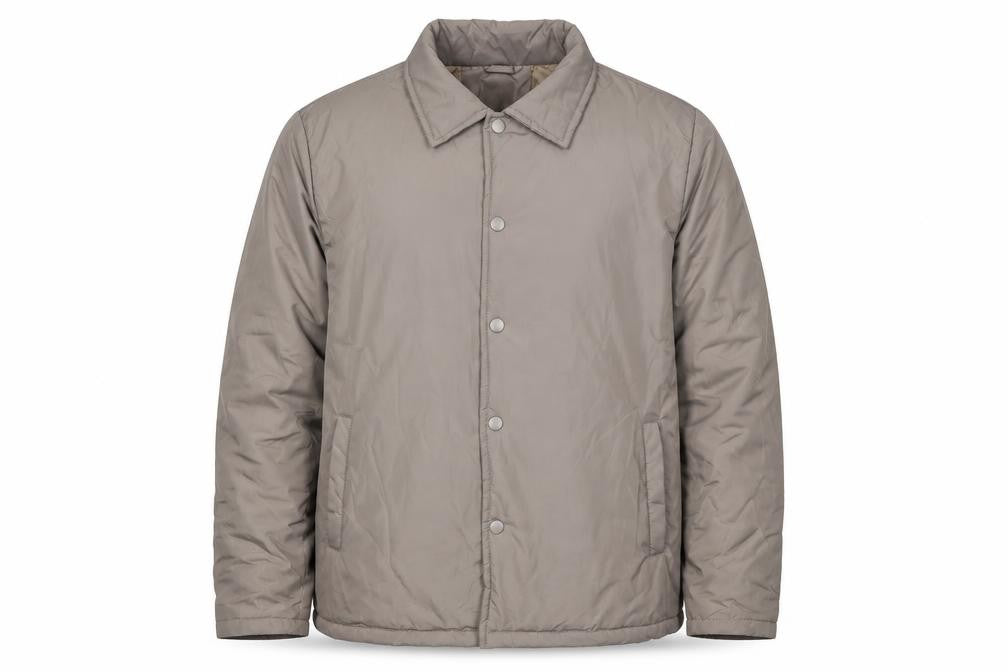 Front view of boohooMAN Men’s Grey Tall L Padded Snap Button Jacket Coat
