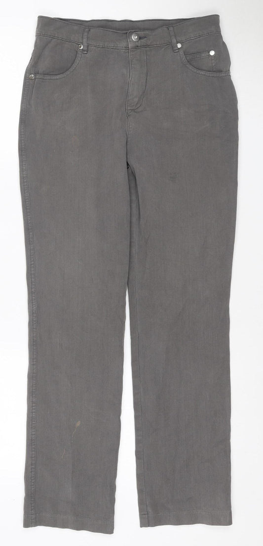 Marble Women’s Grey UK 10 Straight Stretch Jeans 5 Pocket