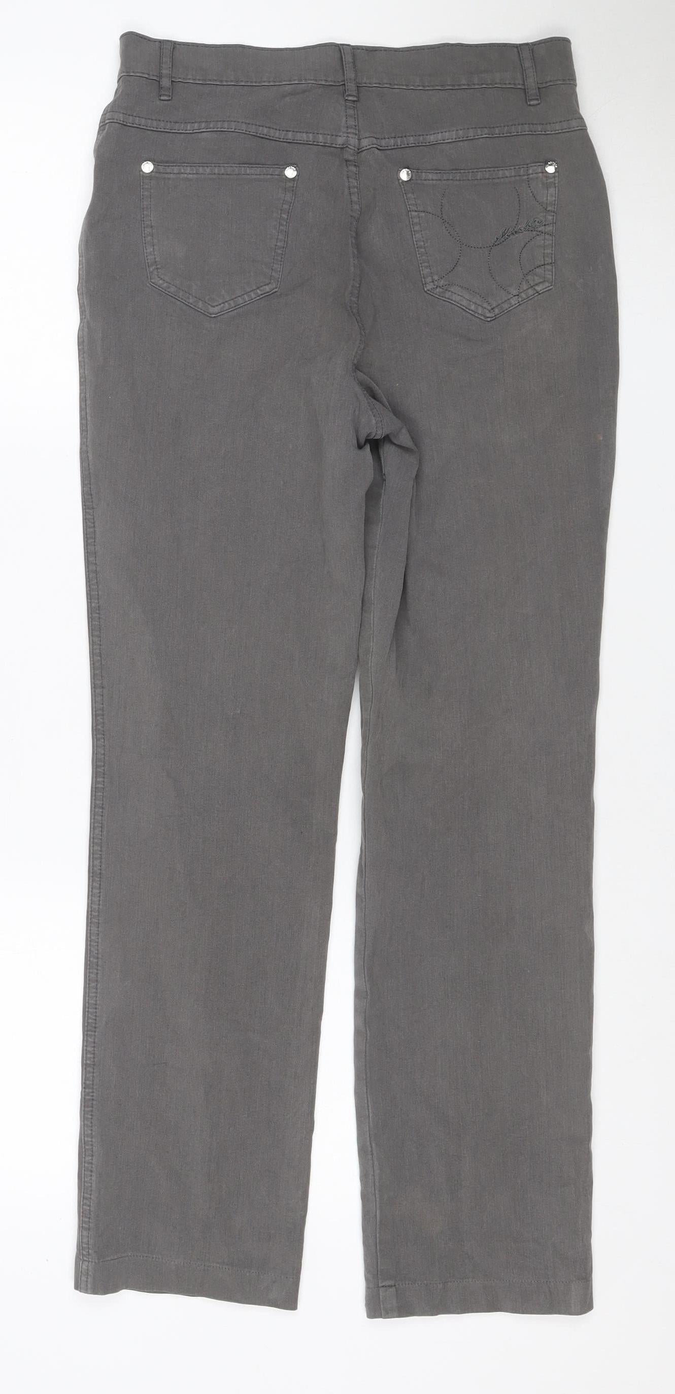 Marble Women’s Grey UK 10 Straight Stretch Jeans 5 Pocket
