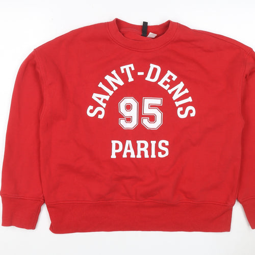 H&M Divided Women’s Red S Paris 95 Graphic Pullover Sweatshirt