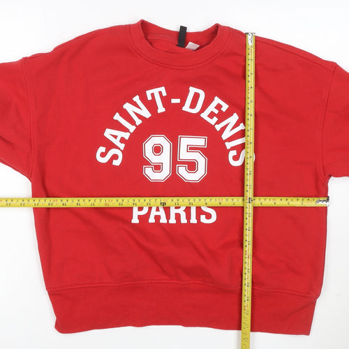 H&M Divided Women’s Red S Paris 95 Graphic Pullover Sweatshirt