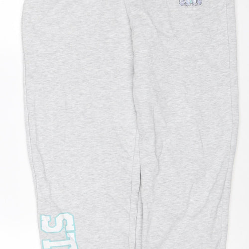 Disney Girls Grey 12 Years Stitch Sweatpants Joggers Cotton Blend