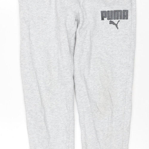 Puma Boys Grey 14 Years Jogger Sweatpants Drawstring Logo Pockets
