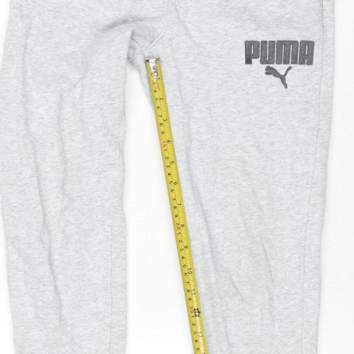 Puma Boys Grey 14 Years Jogger Sweatpants Drawstring Logo Pockets