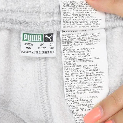 Puma Boys Grey 14 Years Jogger Sweatpants Drawstring Logo Pockets