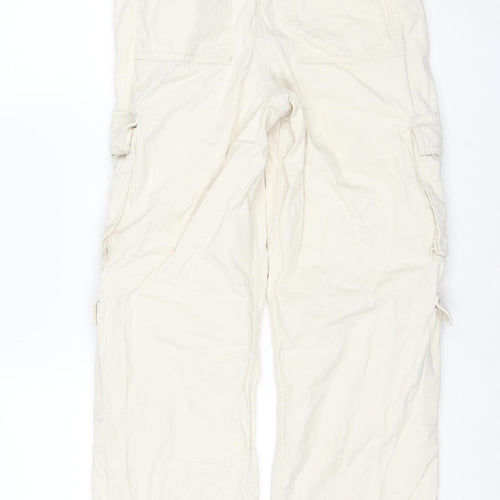 Primark Girls Ivory Cargo Straight Jeans 12-13 Years Adjustable Waist