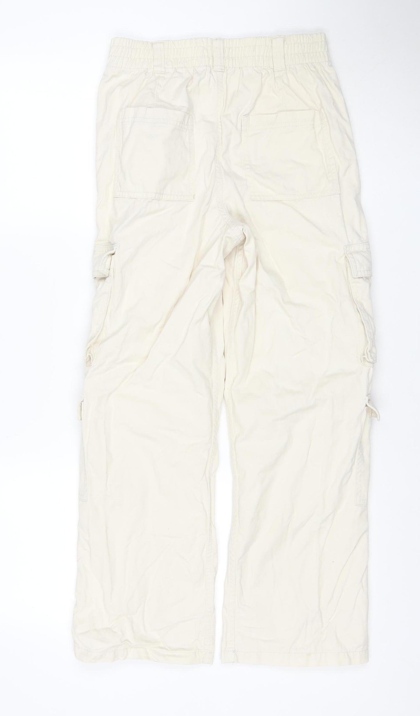Primark Girls Ivory Cargo Straight Jeans 12-13 Years Adjustable Waist
