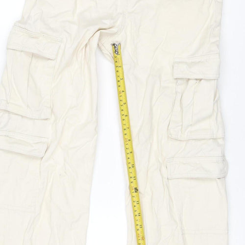 Primark Girls Ivory Cargo Straight Jeans 12-13 Years Adjustable Waist