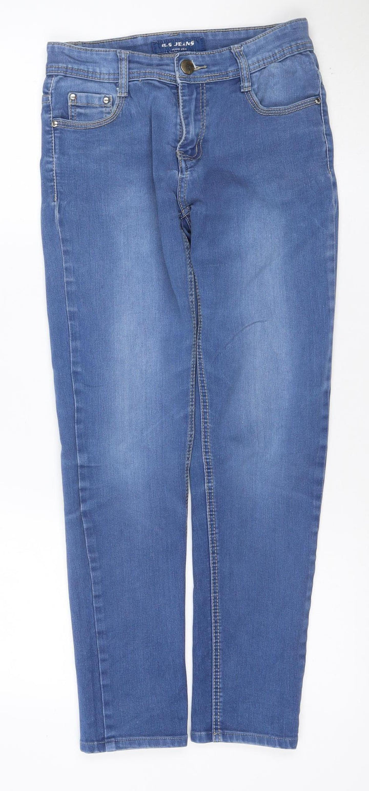 B.S Jeans Women Blue UK 8 Straight Mid Rise Stretch Denim Jeans
