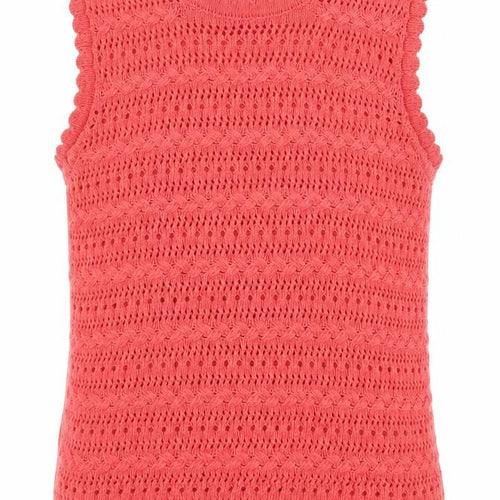 Lipsy Women Pink UK 8 Ruffle Knit Sleeveless Camisole Tank Top