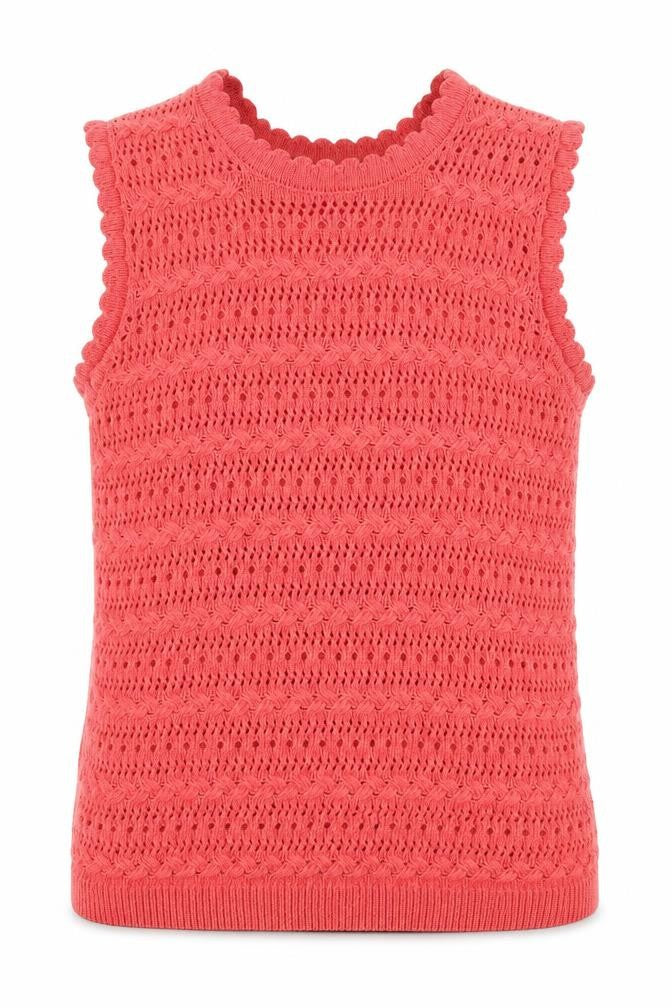Lipsy Women Pink UK 8 Ruffle Knit Sleeveless Camisole Tank Top