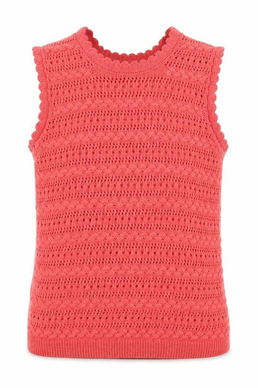Front view of Lipsy Women Pink UK 8 Ruffle Knit Sleeveless Camisole Tank Top