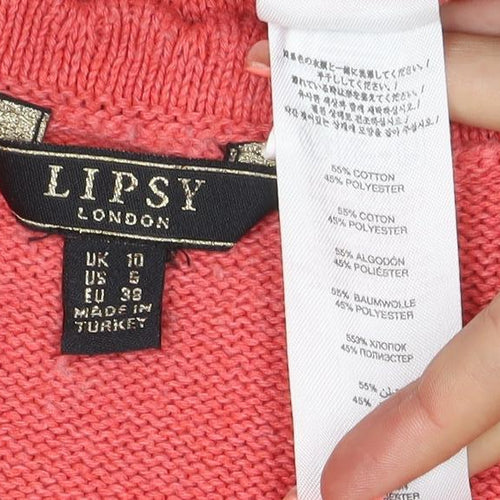 Lipsy Women Pink UK 8 Ruffle Knit Sleeveless Camisole Tank Top