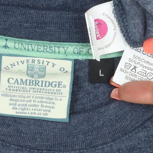 Cambridge University Men’s Blue L Crew Neck Logo Sweatshirt Pullover