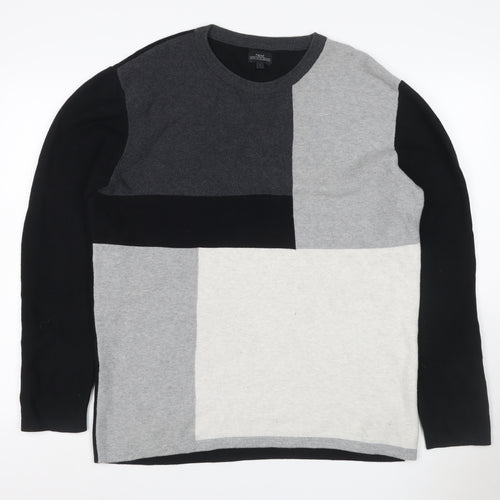 Next Men’s Multicoloured L Colour Block Crew Neck Viscose Knit Jumper