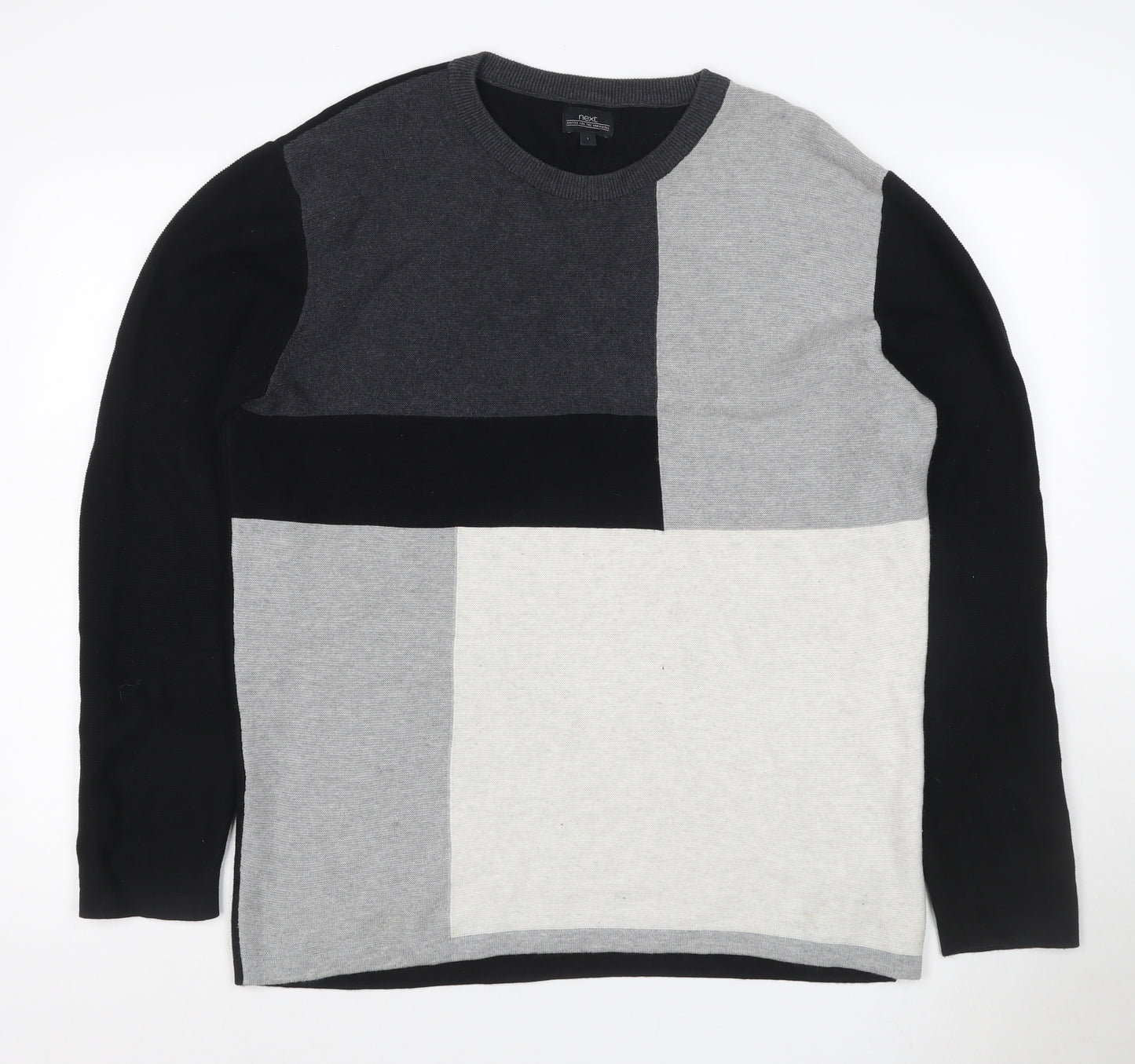 Next Men’s Multicoloured L Colour Block Crew Neck Viscose Knit Jumper
