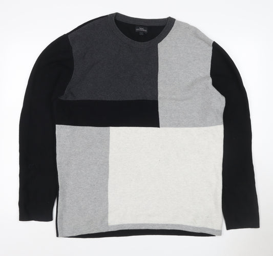 Next Men’s Multicoloured L Colour Block Crew Neck Viscose Knit Jumper