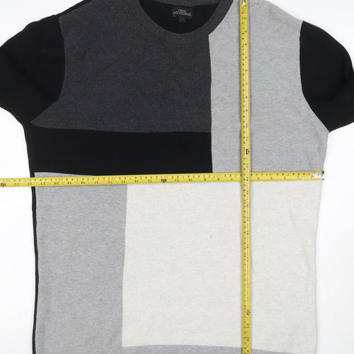 Next Men’s Multicoloured L Colour Block Crew Neck Viscose Knit Jumper