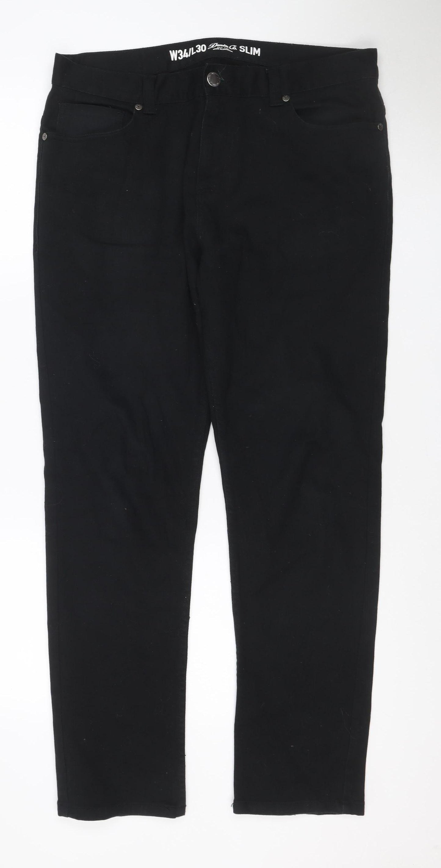 Denim Co. Men’s Black W34 L30 Slim Stretch Skinny Jeans