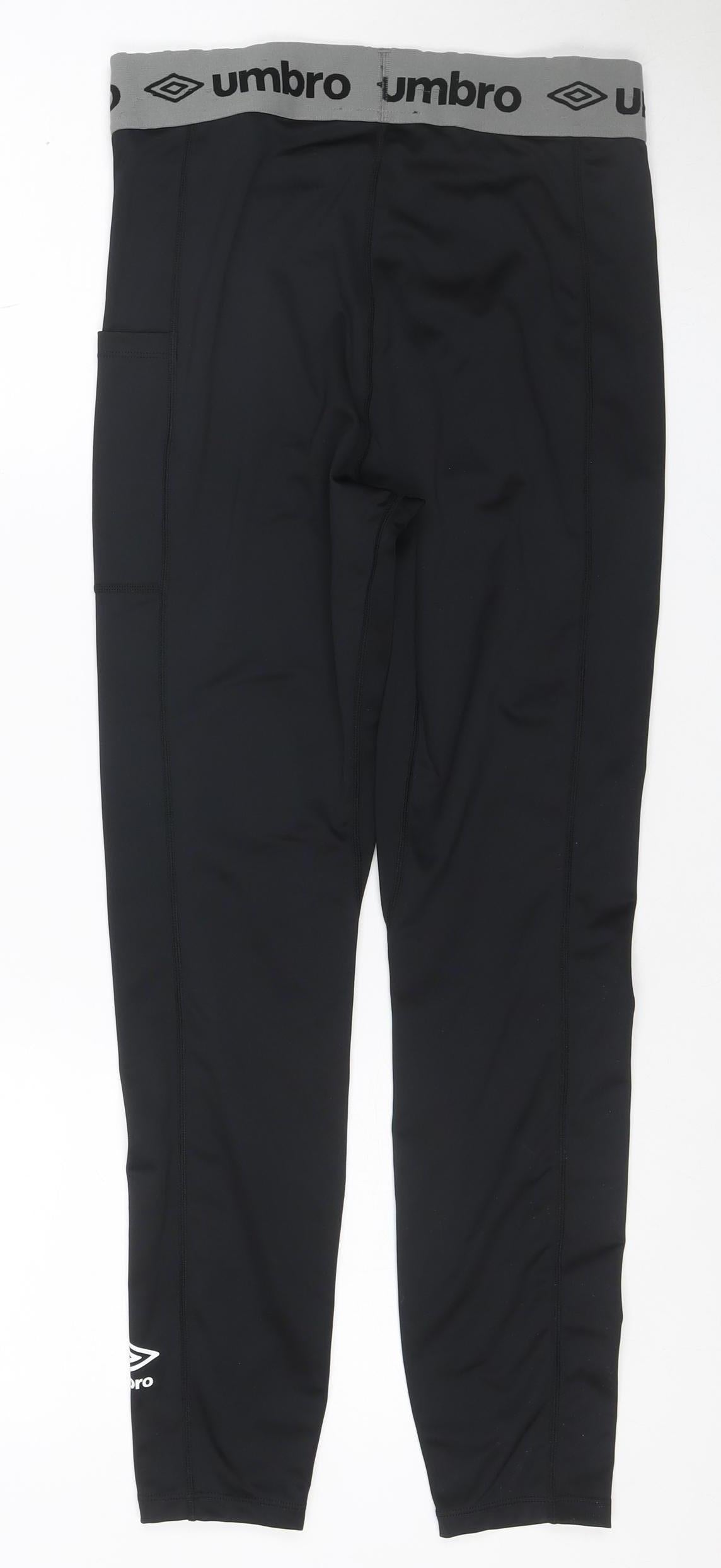Umbro Women's Black Grey Logo Leggings Size M Gym Training Stretch