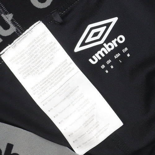 Umbro Women's Black Grey Logo Leggings Size M Gym Training Stretch