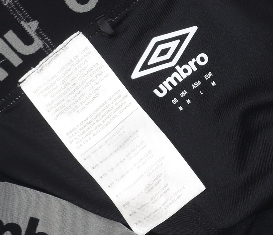 Umbro Women's Black Grey Logo Leggings Size M Gym Training Stretch
