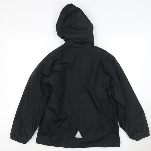 Result Boys Black Hooded Jacket 9-10 Years Lined Reflective Zip