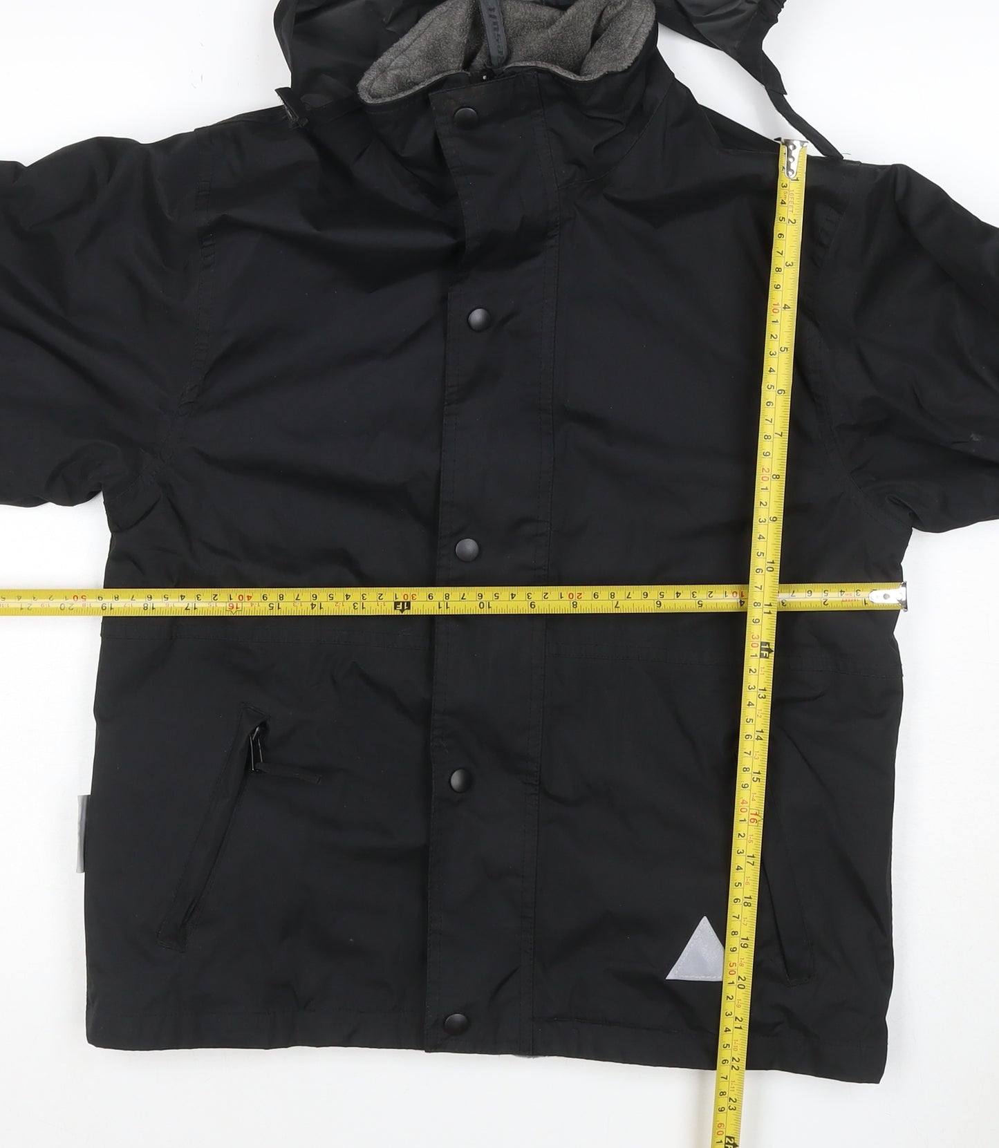 Result Boys Black Hooded Jacket 9-10 Years Lined Reflective Zip