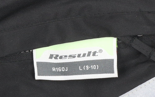 Result Boys Black Hooded Jacket 9-10 Years Lined Reflective Zip