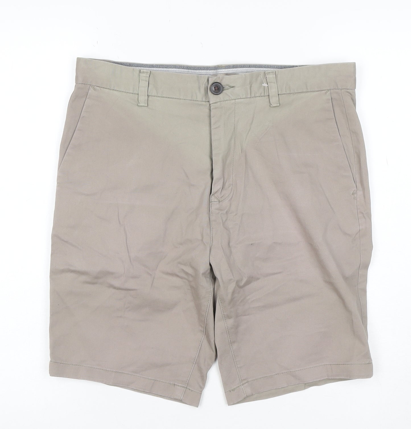 Next Men’s Beige 32in Chino Shorts Cotton Flat Front Pockets