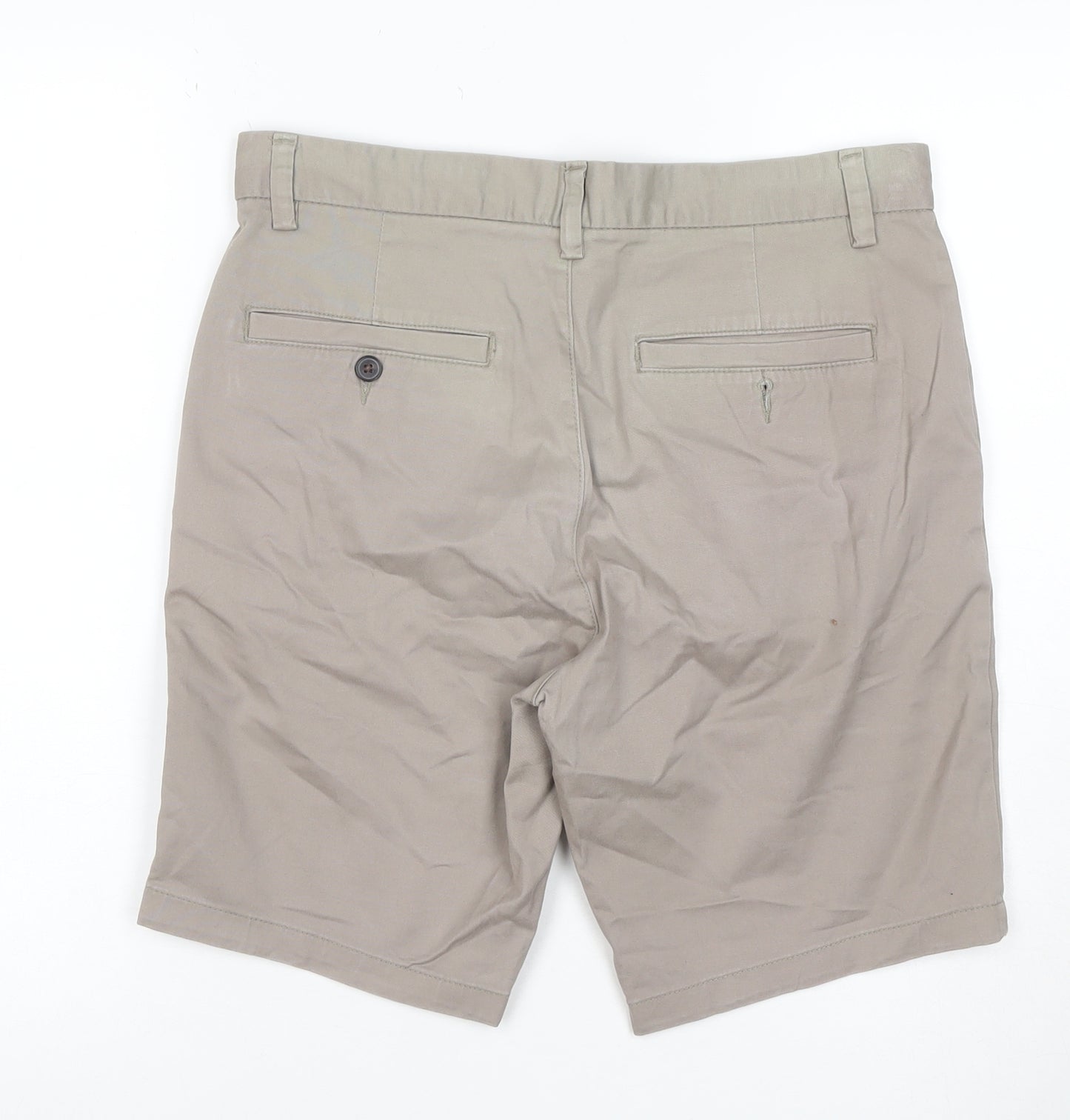 Next Men’s Beige 32in Chino Shorts Cotton Flat Front Pockets