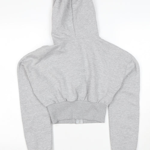 Boohoo Women’s Grey XS Cropped Full Zip Hoodie Hooded Casual