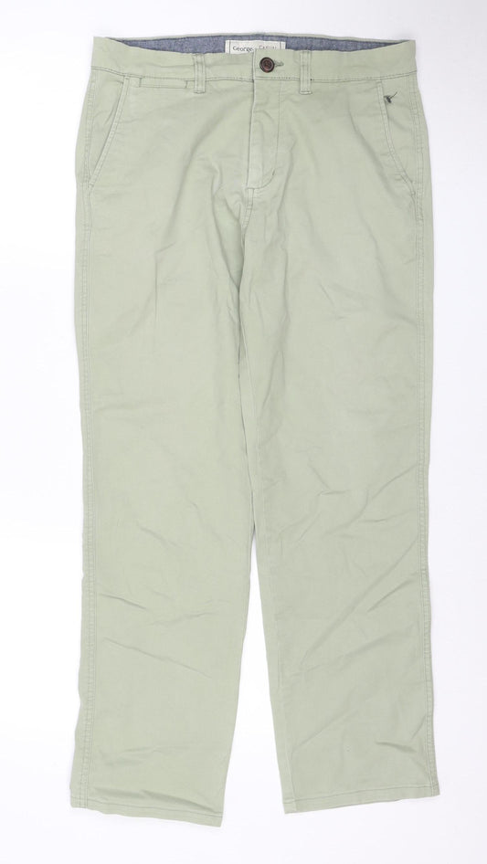 George Men’s Green 32W 32L Stretch Khaki Straight Jeans