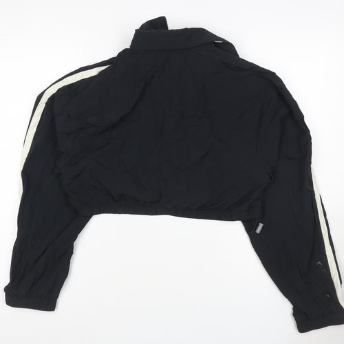 H&M Divided Women Black XS Cropped Windbreaker Jacket White Stripe