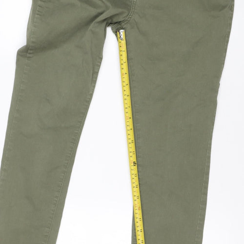 TU Women Green UK 12 Straight Leg Cotton Jeans Zip Pockets