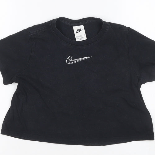 Nike Girls Black 146 Basic Logo Jersey Short Sleeve T-Shirt