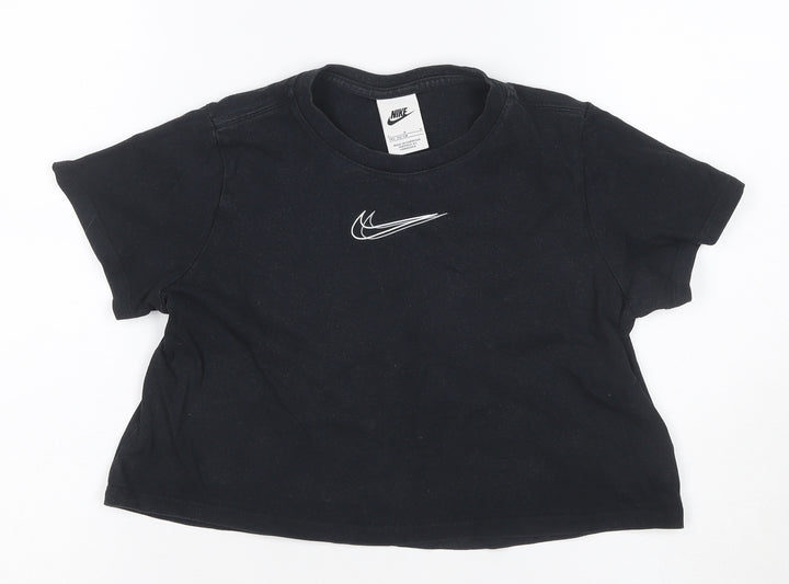 Nike Girls Black 146 Basic Logo Jersey Short Sleeve T-Shirt