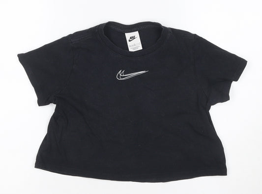 Nike Girls Black 146 Basic Logo Jersey Short Sleeve T-Shirt