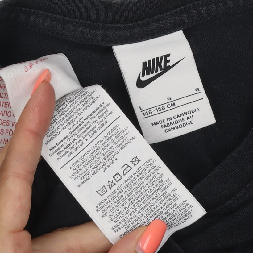 Nike Girls Black 146 Basic Logo Jersey Short Sleeve T-Shirt