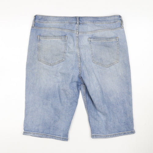 F&F Women’s Blue Denim Bermuda Shorts UK 12 High Rise 5 Pocket