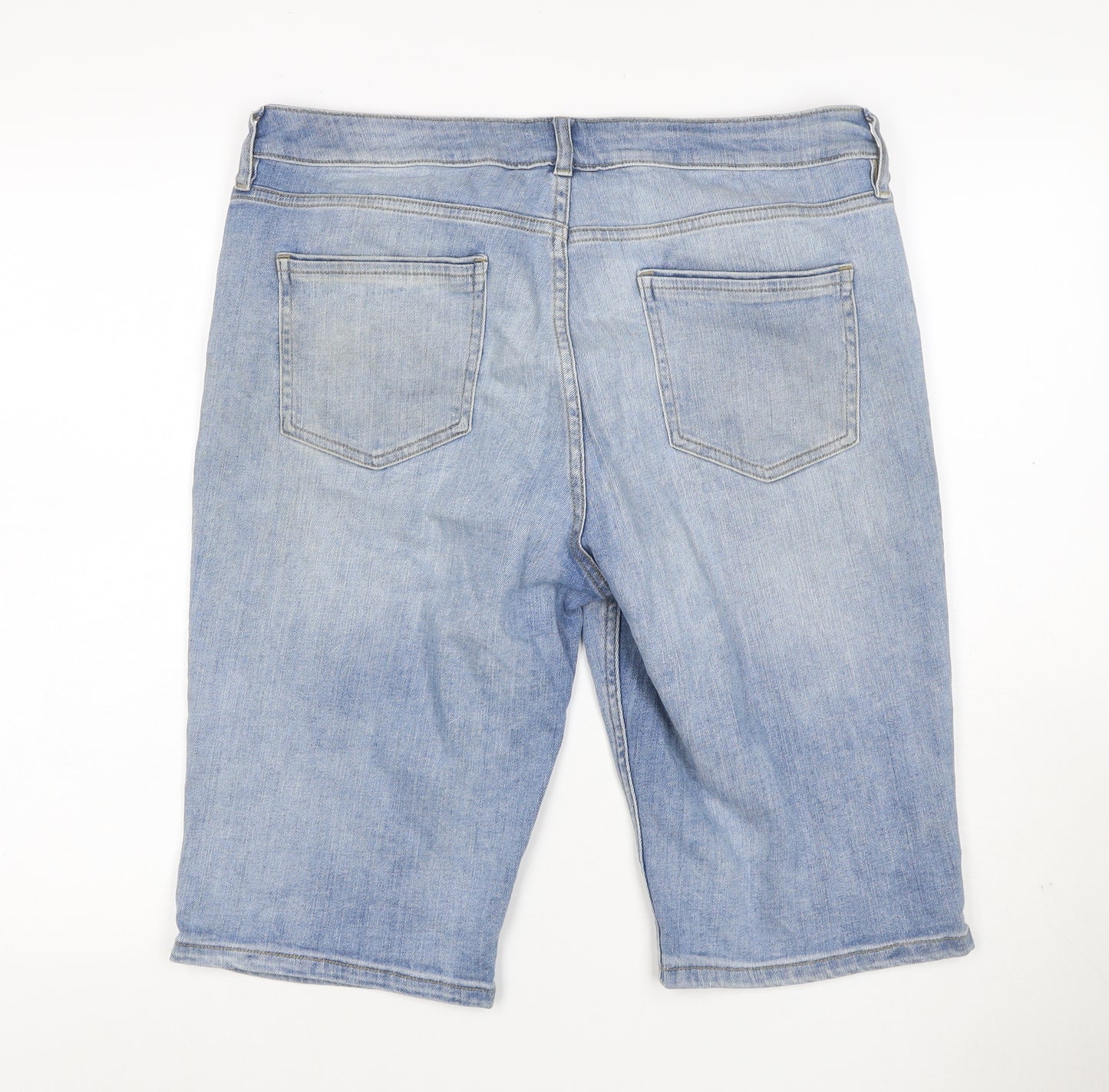 F&F Women’s Blue Denim Bermuda Shorts UK 12 High Rise 5 Pocket
